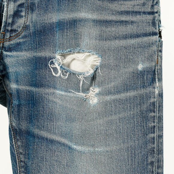 Prada Medium-Blue Distressed Tapered-Fit Jeans - Picture 8 of 16